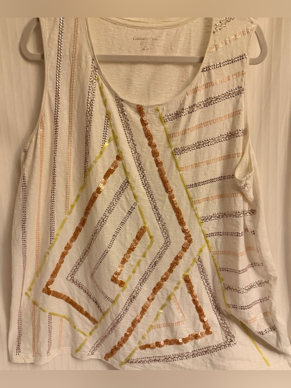100% cotton Coldwater Creek sequin design top shirt size 2X